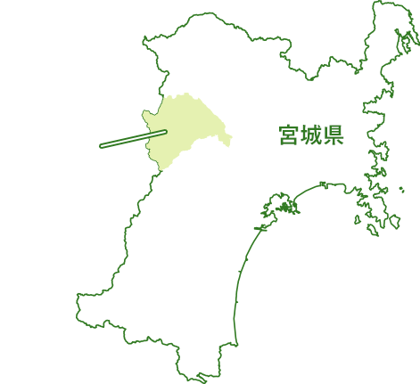 宮城県加美町の位置を示す地図